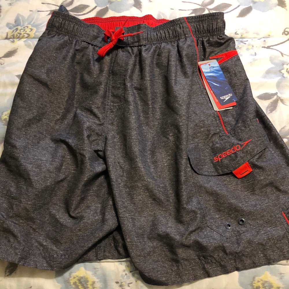 Speedo gray and red bathing suit - Picture 1 of 3